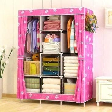 [KODE LJVBK] Lemari rak rakitan 4 susun Sunflower pakaian kabinet plastik gantung bongkar pasang oxf