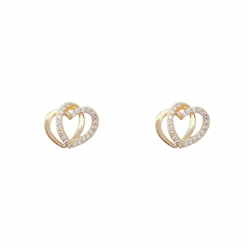 Anting Tusuk Sterling silver 925 Desain Hati Hias Berlian Imitasi Mewah Untuk Wanita