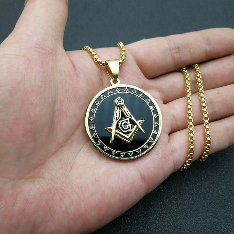 2022 Kalung Rantai Lapis Silver Dengan Liontin Masonic Gaya Hip Hop Untuk Wanita