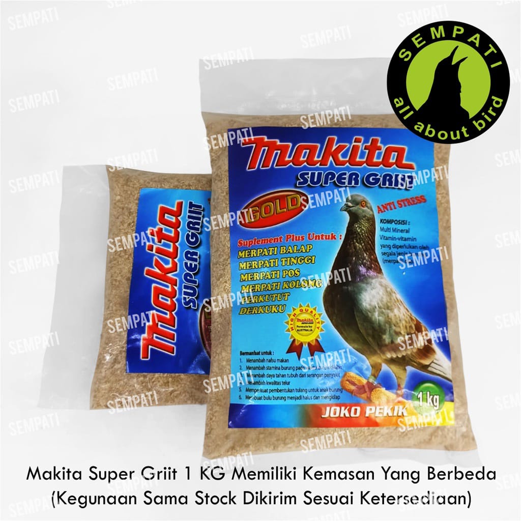 Makita Super Griit Gold 1 Kg Pakan Burung Asinan Remisan Kalsium Top Grit Makanan Merpati Tinggian Balap Tenggeran Dara Pos Perkutut