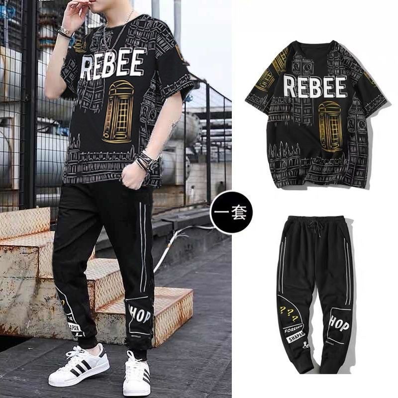 SETELAN ATASAN KAOS LENGAN PENDEK PRIA STELAN COWOK REBEE DAN CELANA JOGGER