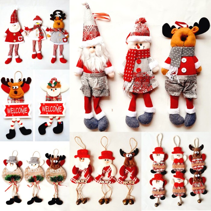 Hiasan Natal Boneka Natal Santa Snowman Rusa Hiasan Natal Gantungan Pohon Boneka Harga Grosir Termurah