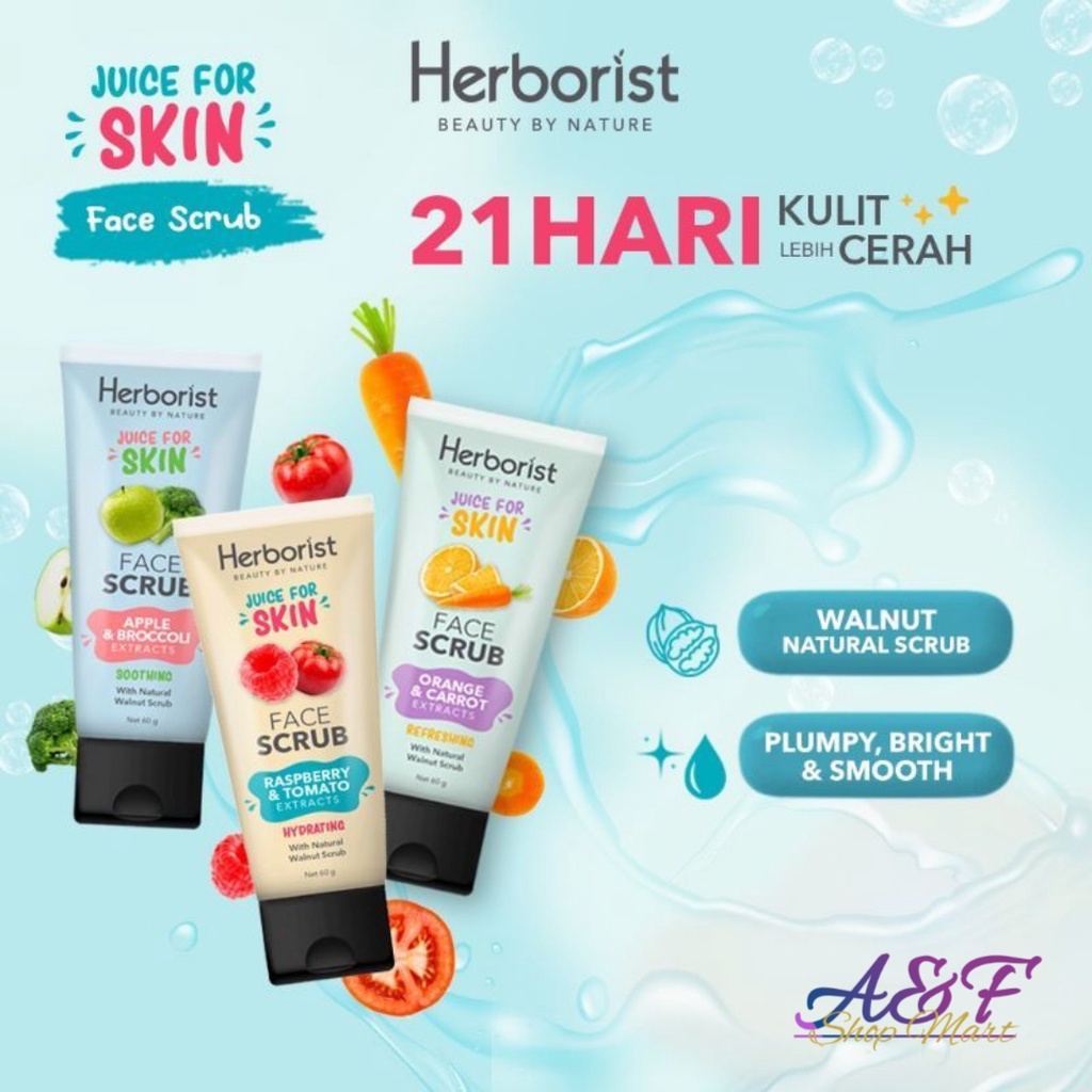 Herborist Juice For Skin Face Scrub 60ml Raspberry Tomato Apple | Original BPOM