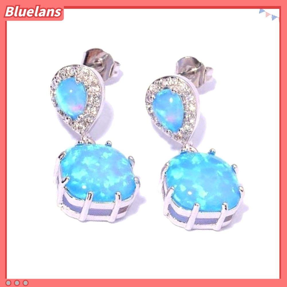 Anting Stud Hias Liontin Opal Api Untuk Wanita
