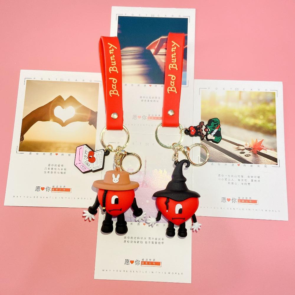 Lanfy Bad Bunny Keychain Lucu Kreatif Untuk Teman Gantungan Kunci Hadiah Gantungan Kunci Mobil Cinta Merah Hati Hadiah Kunci Gesper Key Lanyard