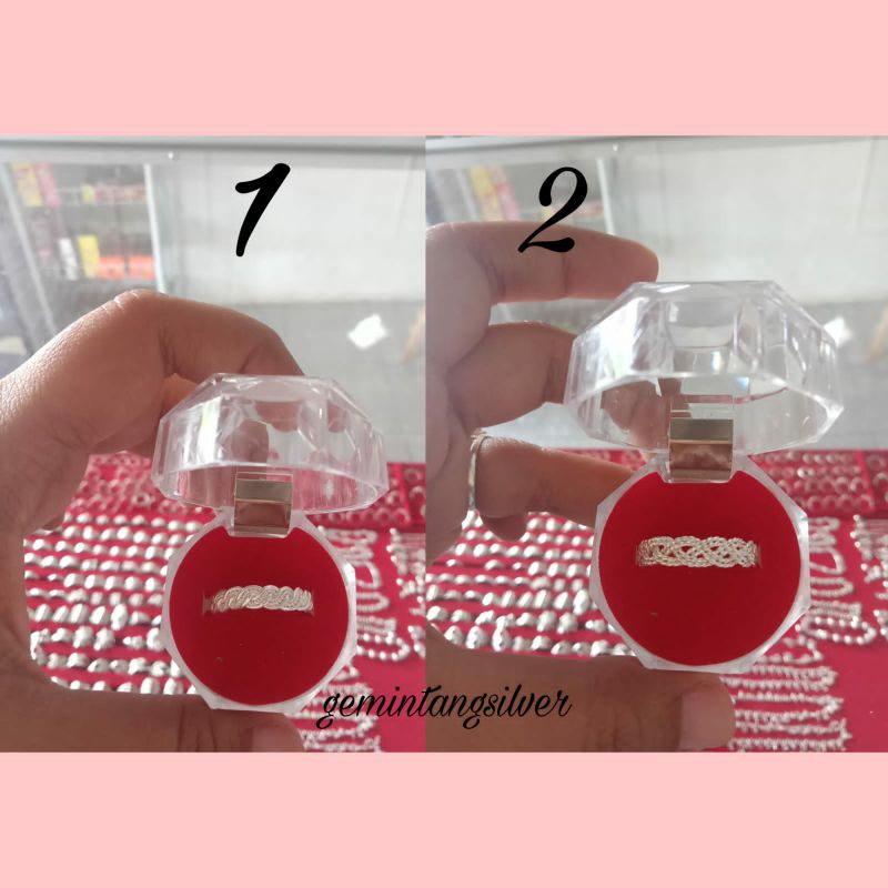 Cincin model anyam perak asli