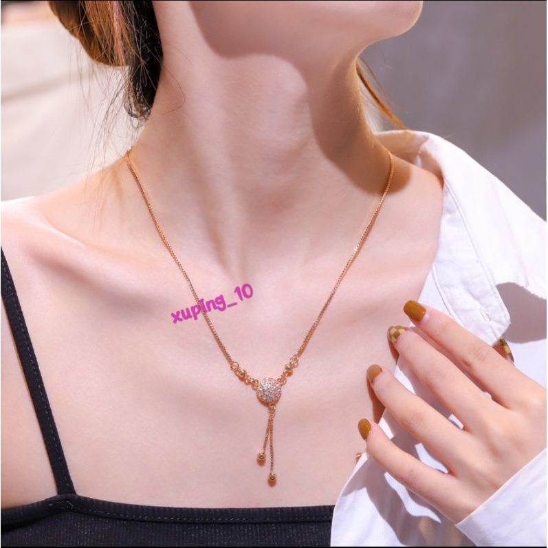 ✅COD Kalung Titanium Wanita Kalung Korean Style Anti Karat Kalung Fashion Wanita Rumbai Klavikula Rantai Perhiasan Emas D067