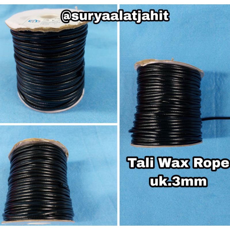 Tali Wax Rope Korea uk.3mm Hitam isi @45Mtr =rp.55.000/1Rol