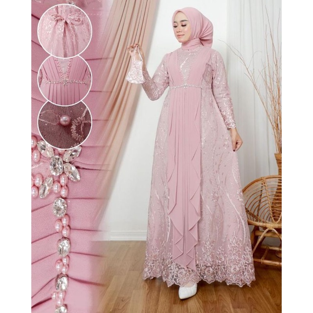 CALISTA DRESS // BAHAN TILLE BORDIR MUTIARA KOMBINASI CERUTY // By Yani Kebaya