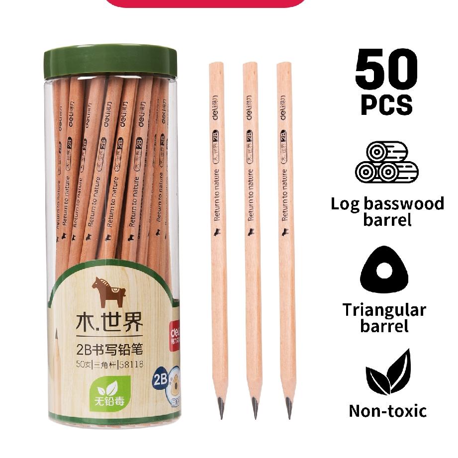 

Hot Sale Deli Pensil kayu - 2B 50pcs/tabung Bahan kayu poplar kualitas tinggi mudah di raut 58118 ✔