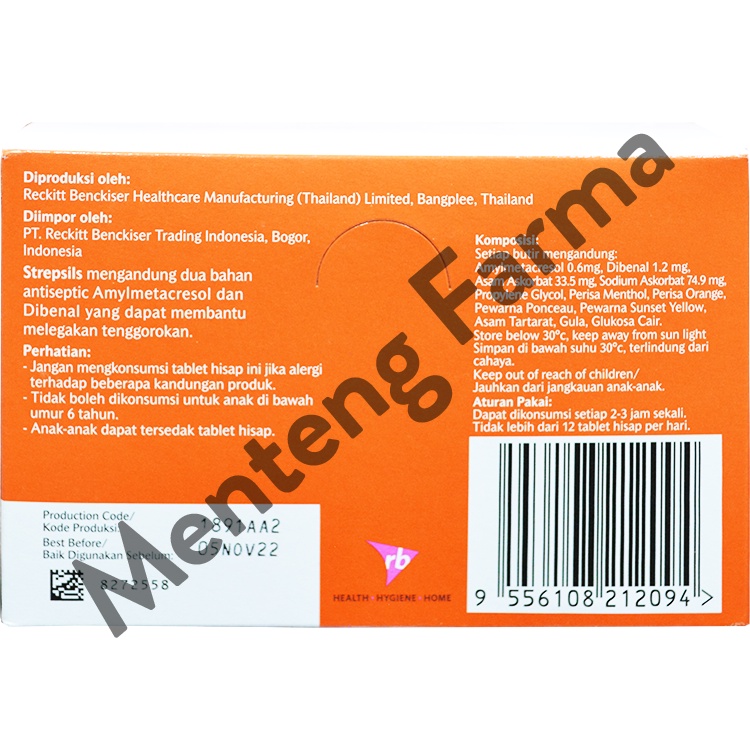 Strepsils Vitamin C Orange Flavor Sachet - Permen Pelega Tenggorokan