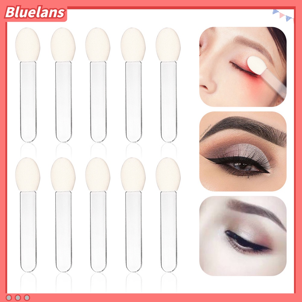Bluelans 10Pcs Brush Spons Aplikator Eyeshadow Sekali Pakai Warna Transparan Untuk Makeup