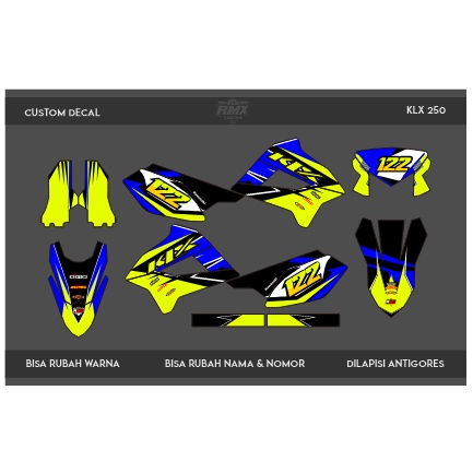 DECAL STICKER KLX 250 S (008) DEKAL STIKER DTRACKER 250 FULLBODY HITAM MERAH, KUNING, HIJAU, BIRU TU