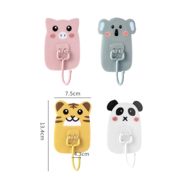 TOKOMUDA HOOK Pengait Gantung Superglue Karakter Lucu Koala Piggy Panda Tiger LG48