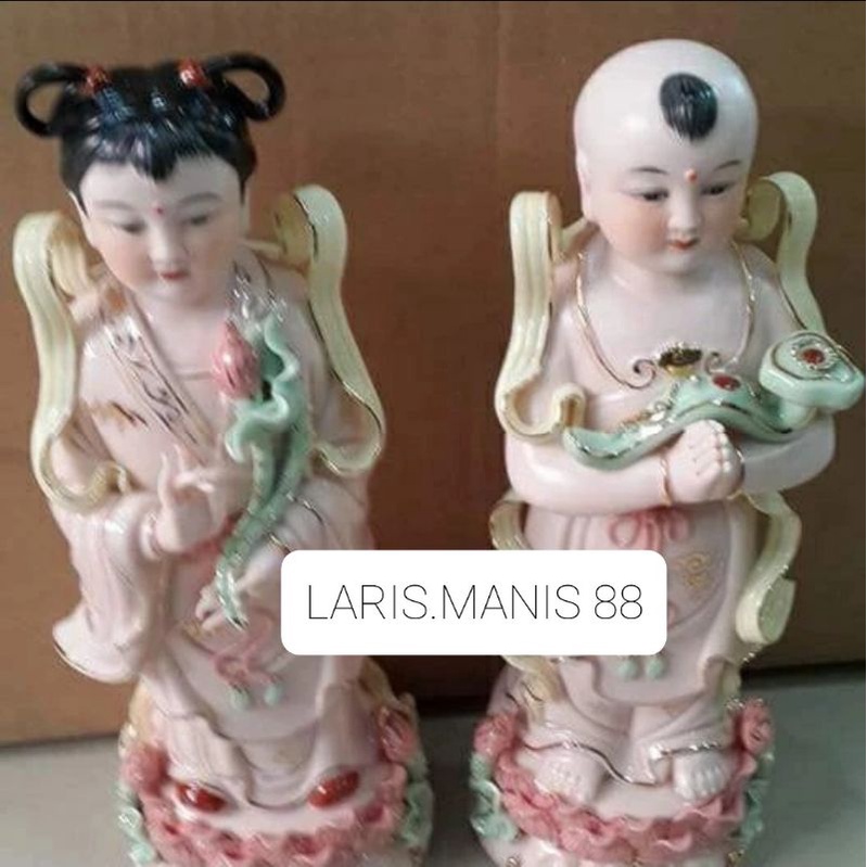 patung pendamping dewi kwan im keramik taiwan 8inch