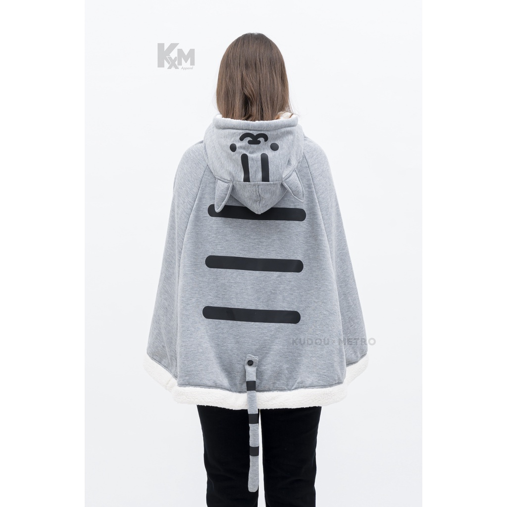 Hoodie Kawaii Neko Grey Jubah Kucing Premium