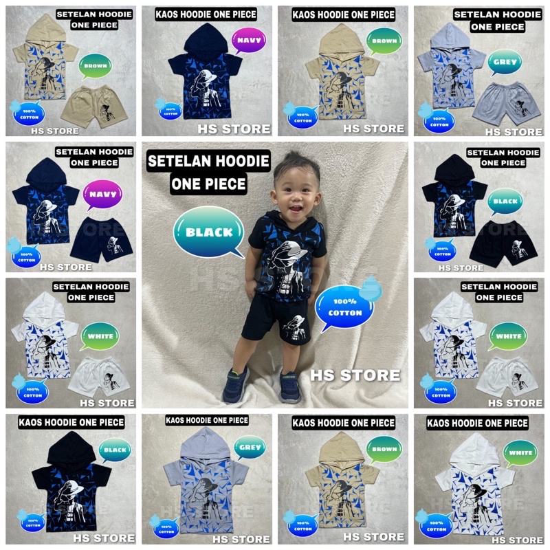 HARGA GROSIR!! SETELAN KAOS HOODIE ONEPIECE ANAK / BAJU ONE PIECE ANAK / KAOS GAMERS ANAK / STELAN HODIE ANAK