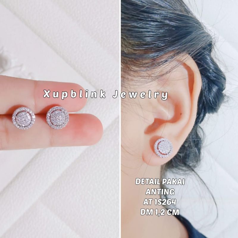 Anting Giwang Titanium Silver Permata  Xupblink Jewelry