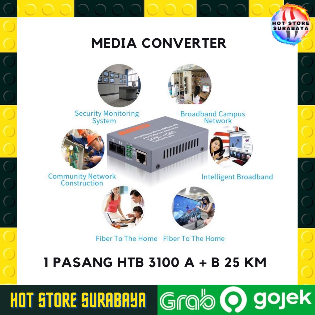 HTB-3100 HTB-3100A/B 25KM NetLINK 10/100Mbps Single-Fiber Optical Media Converter Kabel Optical PREMIUM ORIGINAL