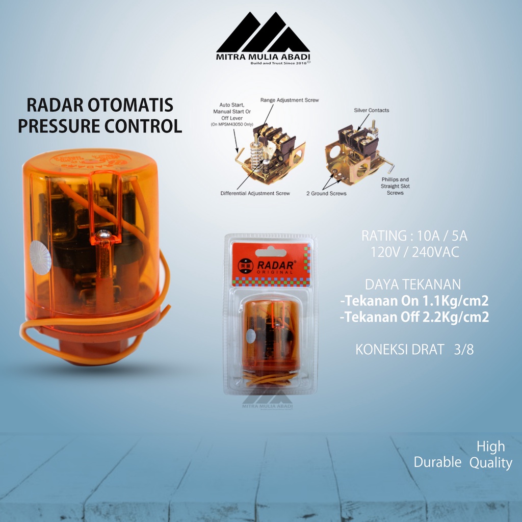 Pressure Switch/ Otomatis Pompa Air Radar Ori 3/8