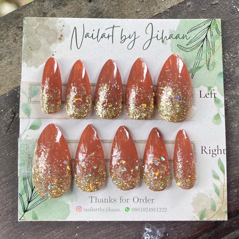 NAIL ART KUKU PALSU WEDDING SIMPLE MERAH BATA