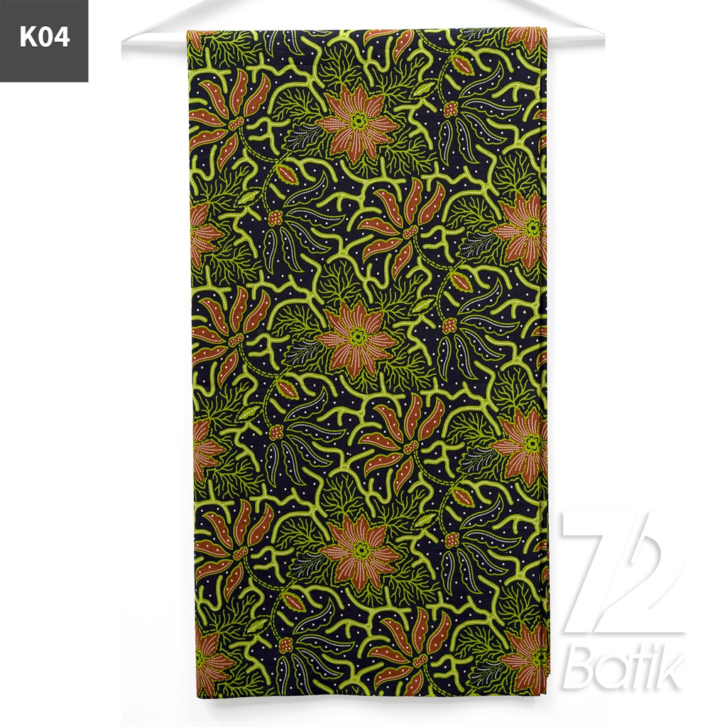 KAIN BATIK PREMIUM Bahan Katun Motif Kembang Neo Warna Orange Hitam 722557 CAP 72IL Jarik Jarit Samping Kebat Panjang Batik Katun Modern Premium Bahan Seragam Batik Pernikahan Kantor Keluarga Murah Kamen Jadi Batik Bali Lembaran