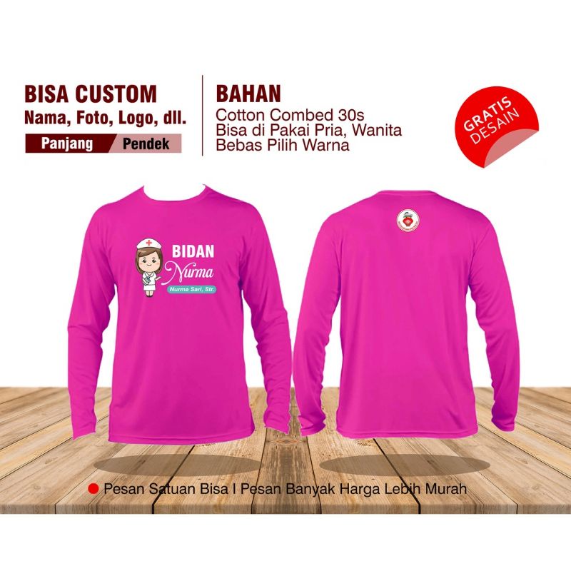 Kaos Bidan/Kaos Perawat Couple Custom Logo