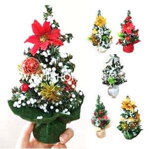 POHON NATAL MINI 20 CM Pajangan Tanaman Dekorasi Hias Artificial Plastik PVC Bunga Glitter