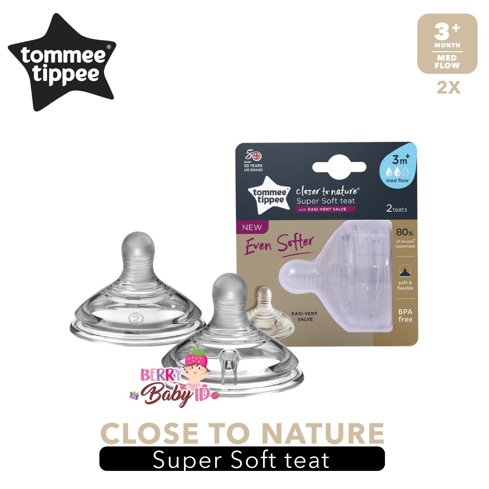 Tommee Tippee Closer to Nature Soft Teat Dot Botol Susu Bayi Wide Neck Berry Mart