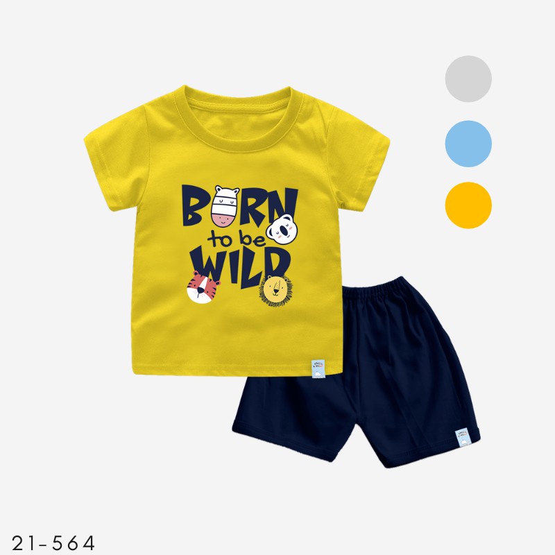 Setelan Kaos Born To Be Wild Anak Usia 1-8 Tahun Combed 30s