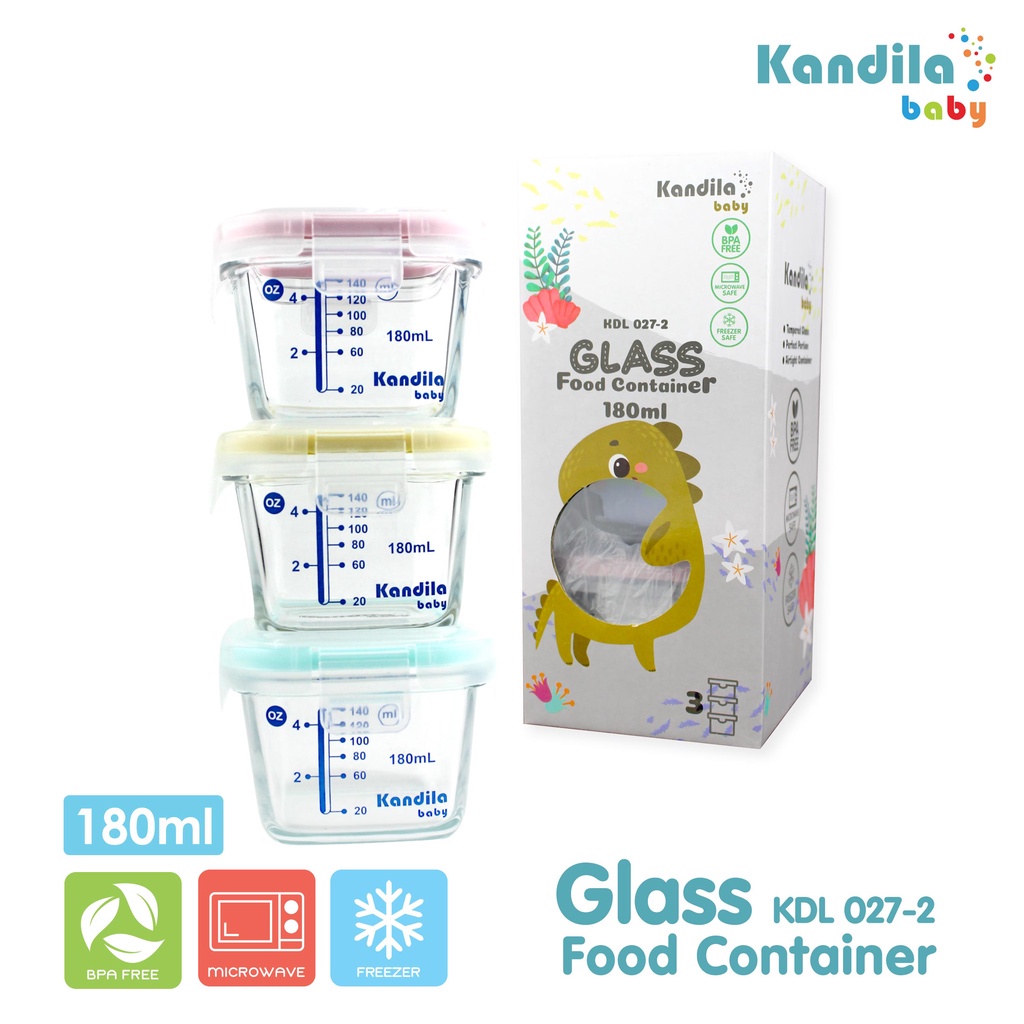 KANDILA BABY GLASS FOOD CONTAINER / Wadah kontainer kaca KDL 027-2 / 027-3 / 027-4 / 027-5 / 027-6 / 027-7 / 027-9