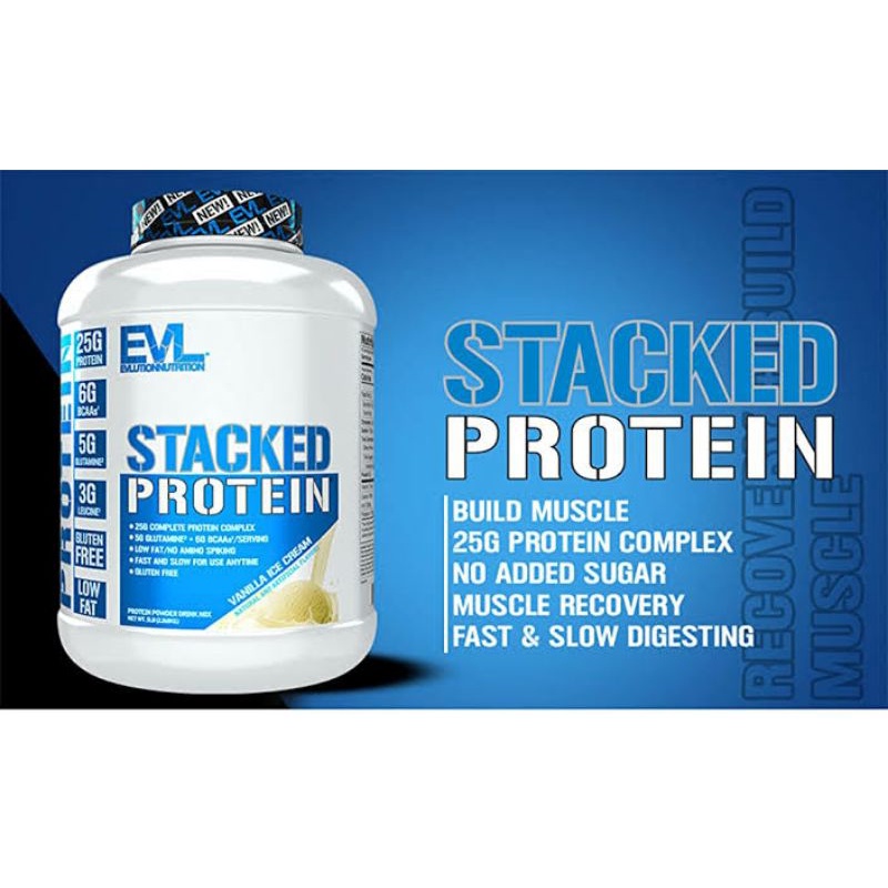 EVL EVLUTION WHEY PROTEIN STACKED WHEY 5 LBS BLEND ISOLATE SUPLEMEN SUSU FITNES PROTEIN  KESEHATAN MAKANAN