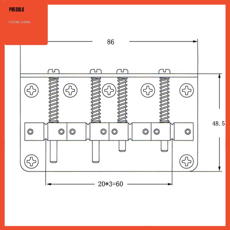 4 Senar Bass Bridge Pengganti Bagian Tailpiece Fixed String Spacing Adjustment