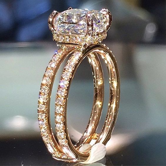 CU07 Cincin Wanita cantik berlian warna gold emas