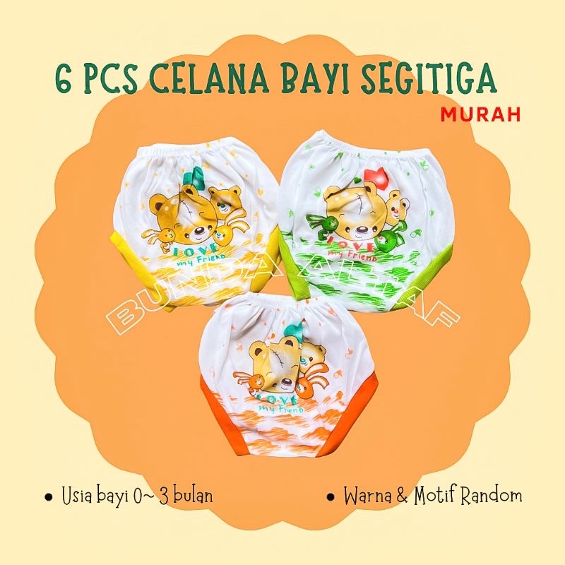 6 pcs Celana Bayi Segitiga Murah Pakaian Bayi Baru Lahir