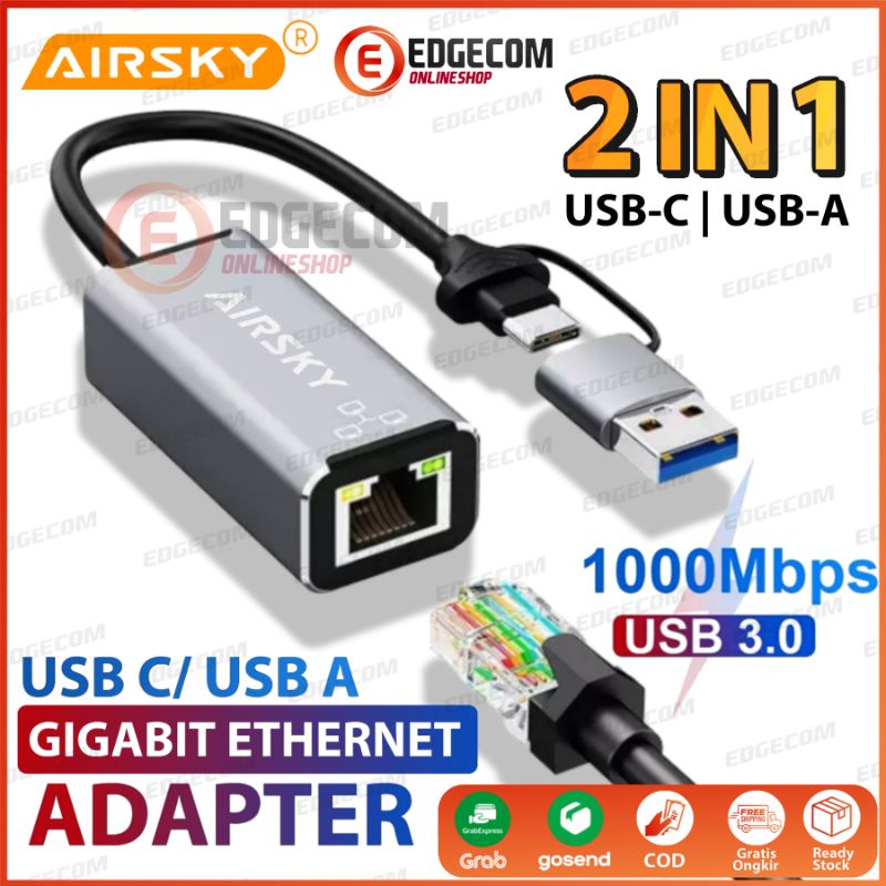 USB 3.0 / TYPE C to Gigabit Lan Ethernet 1000Mbps Adapter AIRSKY