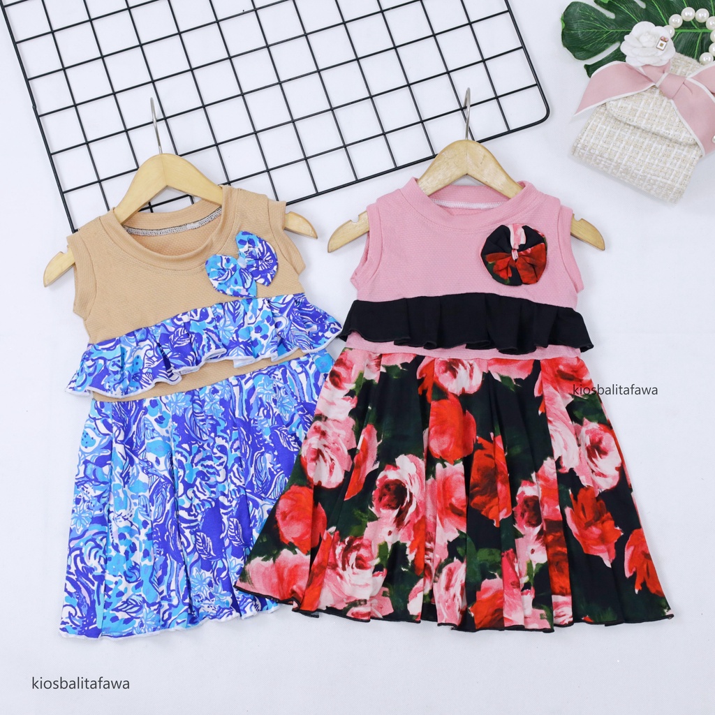 Dress Loona uk 1-2 Tahun / Model Dres Anak Perempuan Cewek Baju Batik Murah Casual Pesta Yukensi