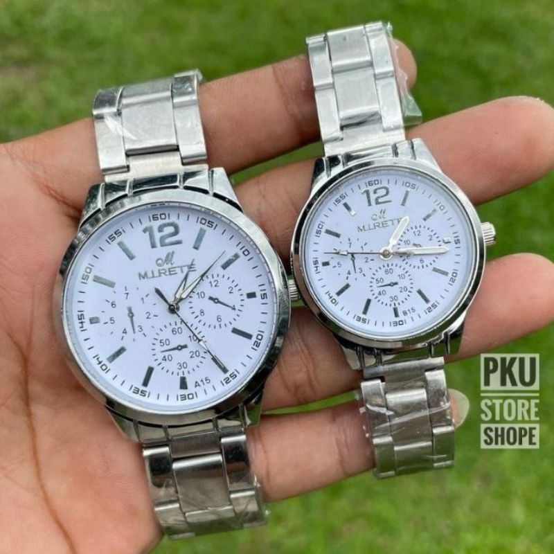 Jam Tangan Mirete Couple Murah COD Analog Pria Wanita Rantai Stainles Stell / Kasual Sporty | Jam Tangan Wanita | Water Resistance | Free Batrai Cadangan | JAM Couple