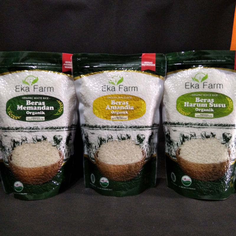 

Beras Organik 1kg, Vaccum | Beras Putih Eka Farm | 3 Varian