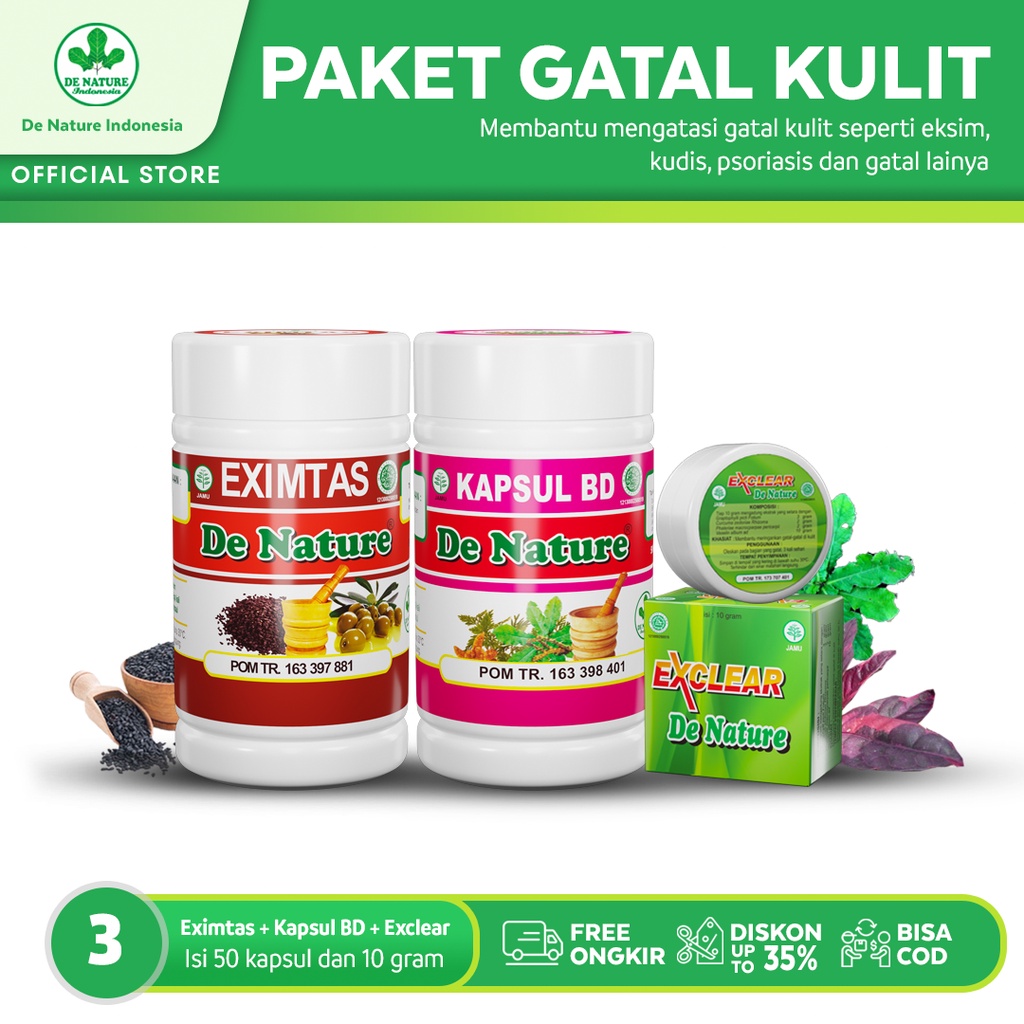

Obat Eksim,Jamur Kulit,Panu,Ruam Kulit,Gatal Seluruh Badan,Pembersih Darah Kotor,Gudig,Bisul Herbal Kapsul Eximtas BD Salep Exclear Denature Asli