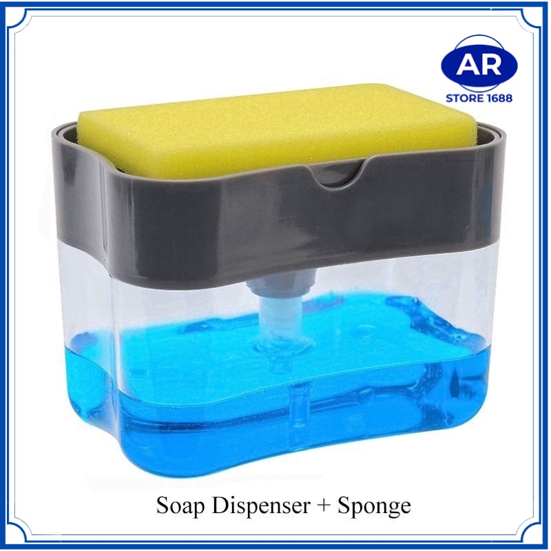 AR-Dispenser Sponge Sabun &amp; Holder Spons Cuci Piring 2in1