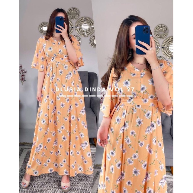 Daster arab DLUSIA DINDA Long Dress Homey Rayon Lengan Lonceng
