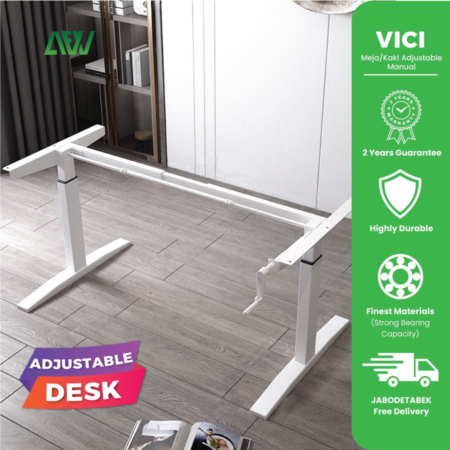 VICI Meja / Kaki Adjustable Manual Hand Crank Working Gaming Desk Lift