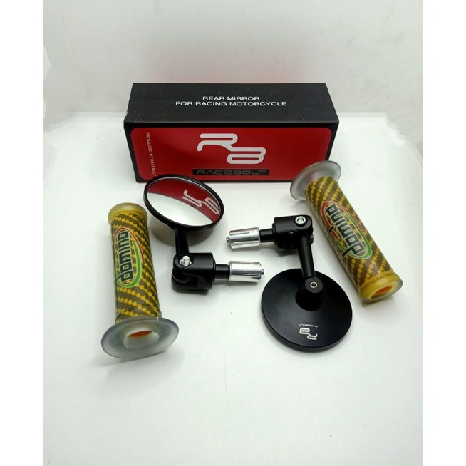 Paket Spion Cembung Plus Handgrip Domino Carbo Universal Semua Motor