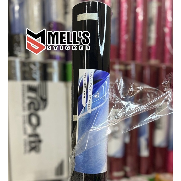 skotlet hitam glossy profix 1 Roll stiker hitam gloss stiker motor 15 meter lebar 46”5 cm