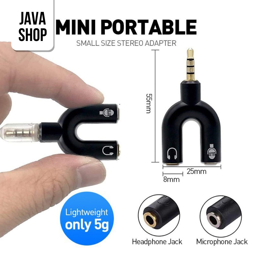 JAVASHOP Audio Splitter 2 in 1 Penghubung MIC &amp; Audio Jack 3.5mm Converter