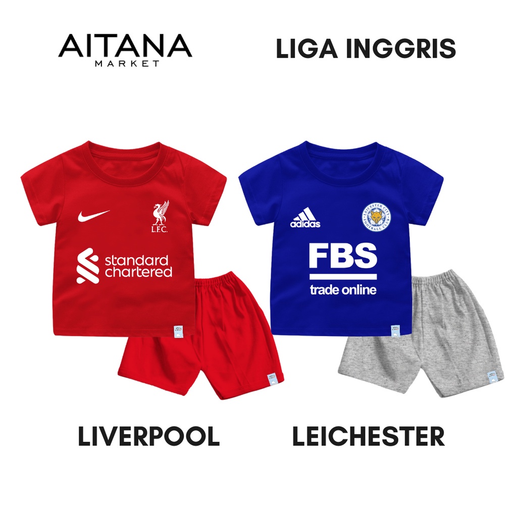 Setelan Bola Bayi dan Anak Liga Inggris Gratis Tambah Nama Bahan Cotton Combed 30s