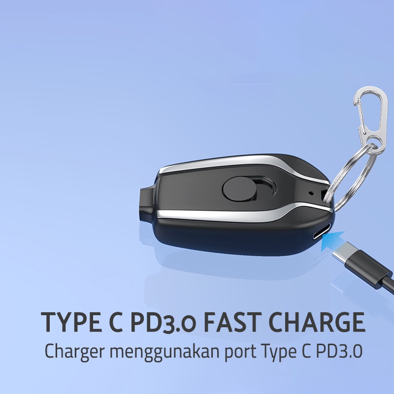 《Yang baru》Type-C travel dan IPHONE Kunci power bank 1500mAh Mini Power bank Penuh Portabel Pengisian Cepat Power Bank