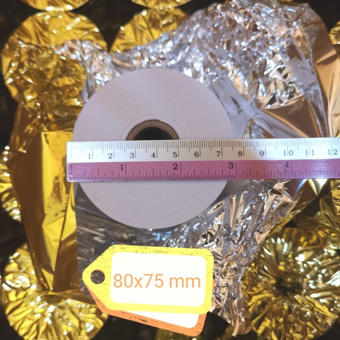 

Kertas Thermal Thermal Paper 80X75 Mm (Lebar Kertas Sama Dg 80X80, Beda Diameter Aja)