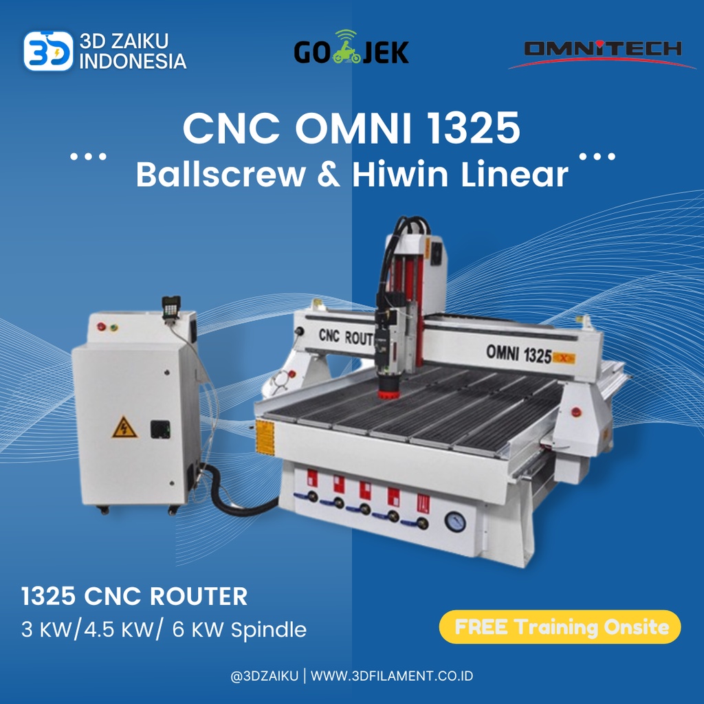 OMNI 1325 CNC Router 130x250 cm with Ballscrew and Hiwin Linear Rail